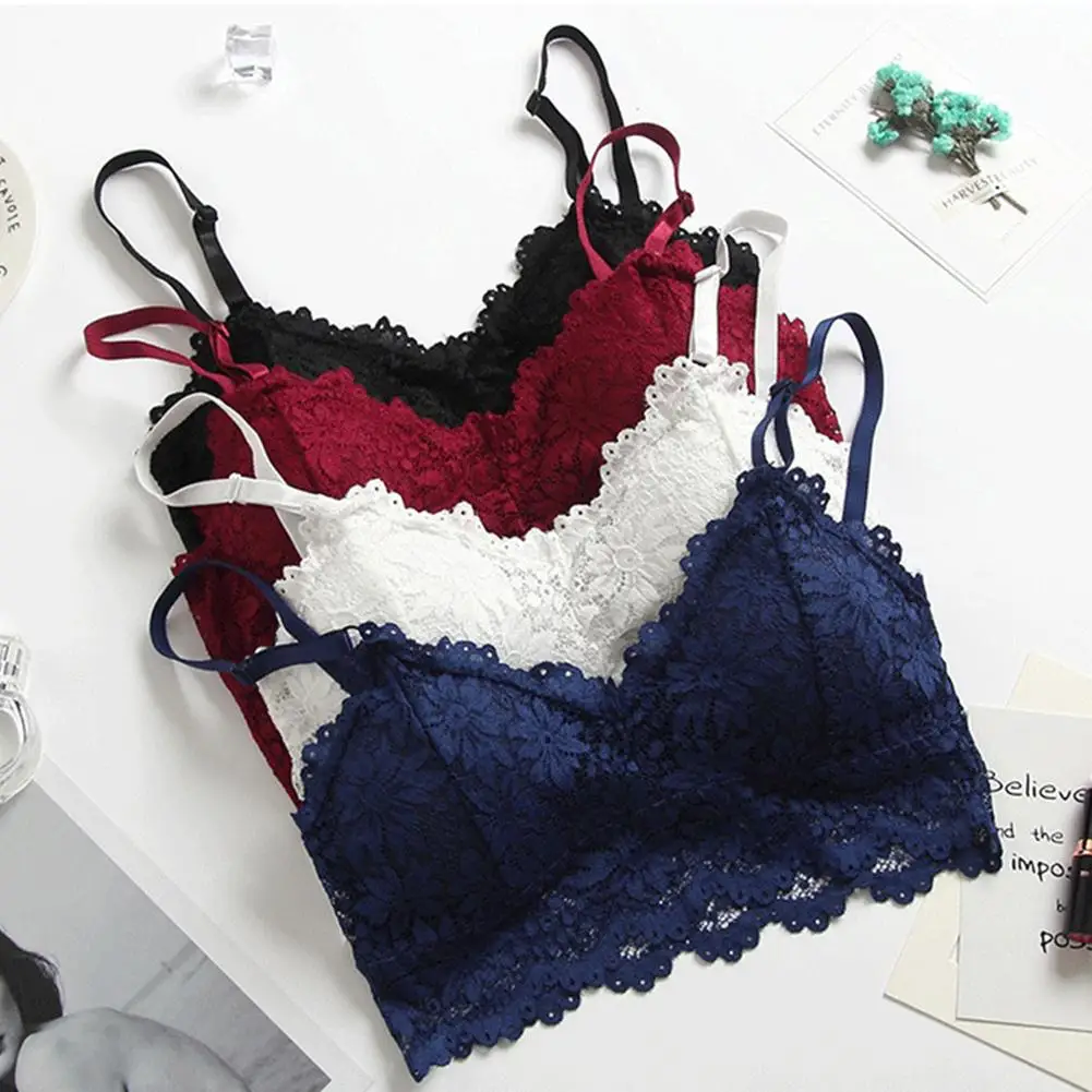 

Women Omens Sport Bra Camisole Lace Tube Top Sexy Vest Camisole Sport Crop Top Desportivo Relleno Sujetador Bh Sport Bra White