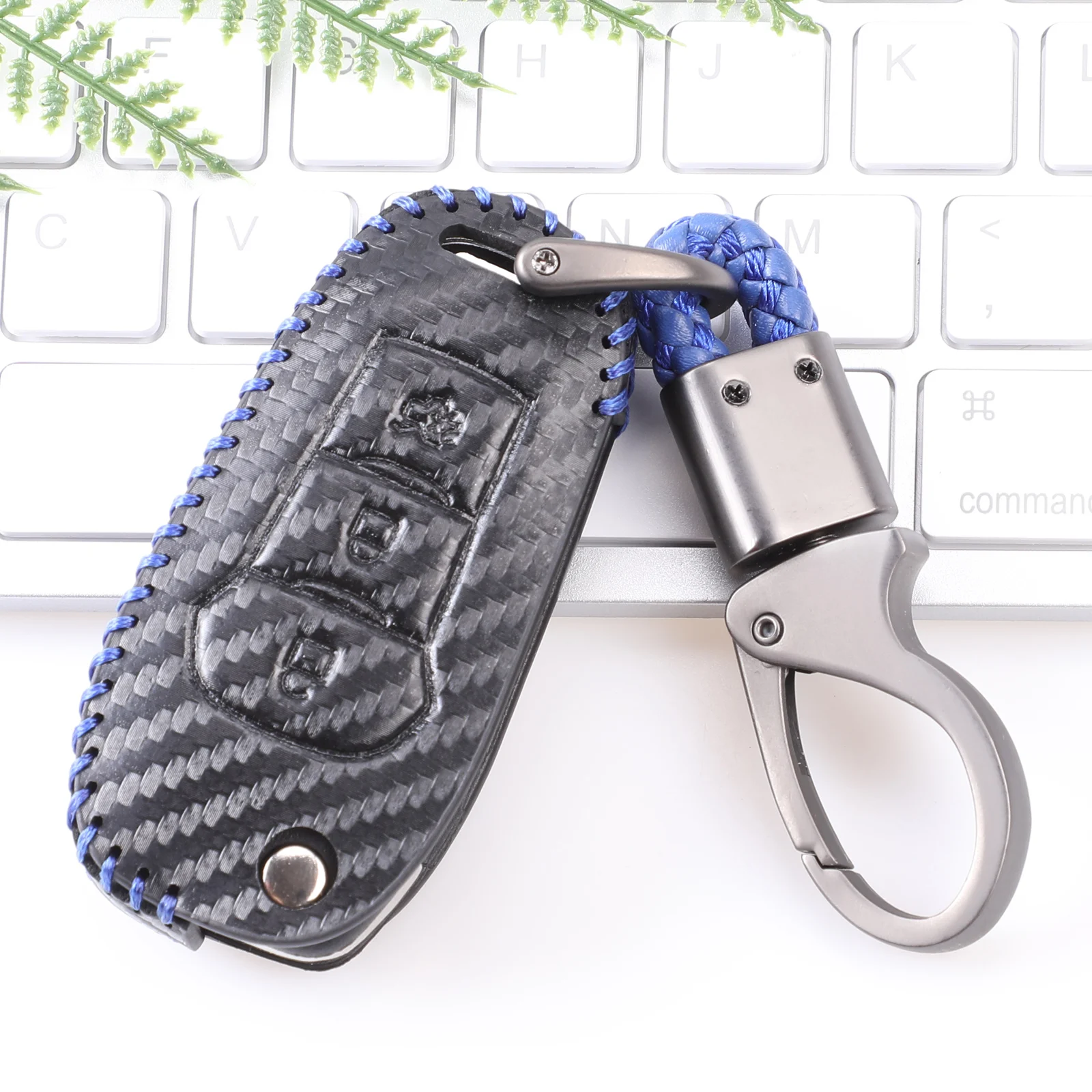 Blue with Keychain Jingyuqin 3 кнопки флип ключ складной автомобиль дистанционного ключа оболочки для Ford Focus 3 Fiesta подключения mondeo c max крышка смарт-ключа чехол Fob - Название цвета: Blue with Keychain