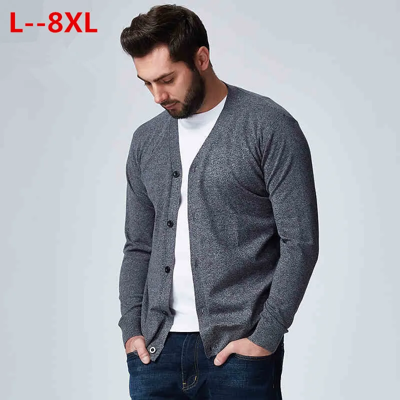 10XL 8XL 6XL 5X Autumn Men Sweater Casual Button V neck Sweaters Long ...