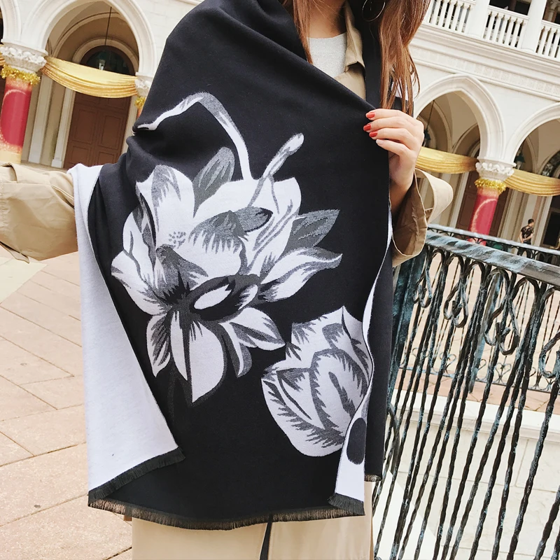 Hot Wool Winter Women Scarf Fashion Autumn Cotton Poncho Capes Warm female rainbow Striped tassel knitted Shawls soft Pashmina