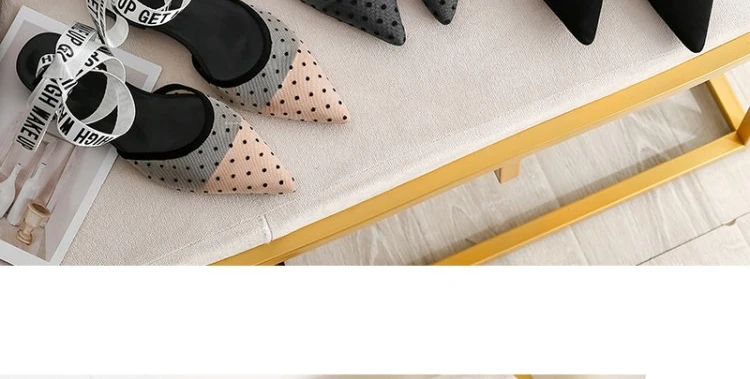 Women Brand shoe low heel Women Casual Shoes Slip On Slides Pointed Toe Low Heel Shoes emale bowtie air mesh polka dot pump