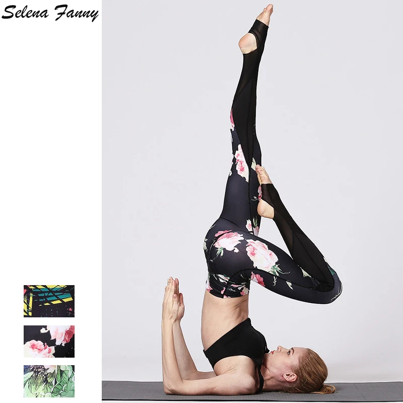 

2018 New Women's Printing Sports Yoga Pants Quick Dry Fitness Pants Black Leggings Gym Running Workout Pants Plus Size Tights