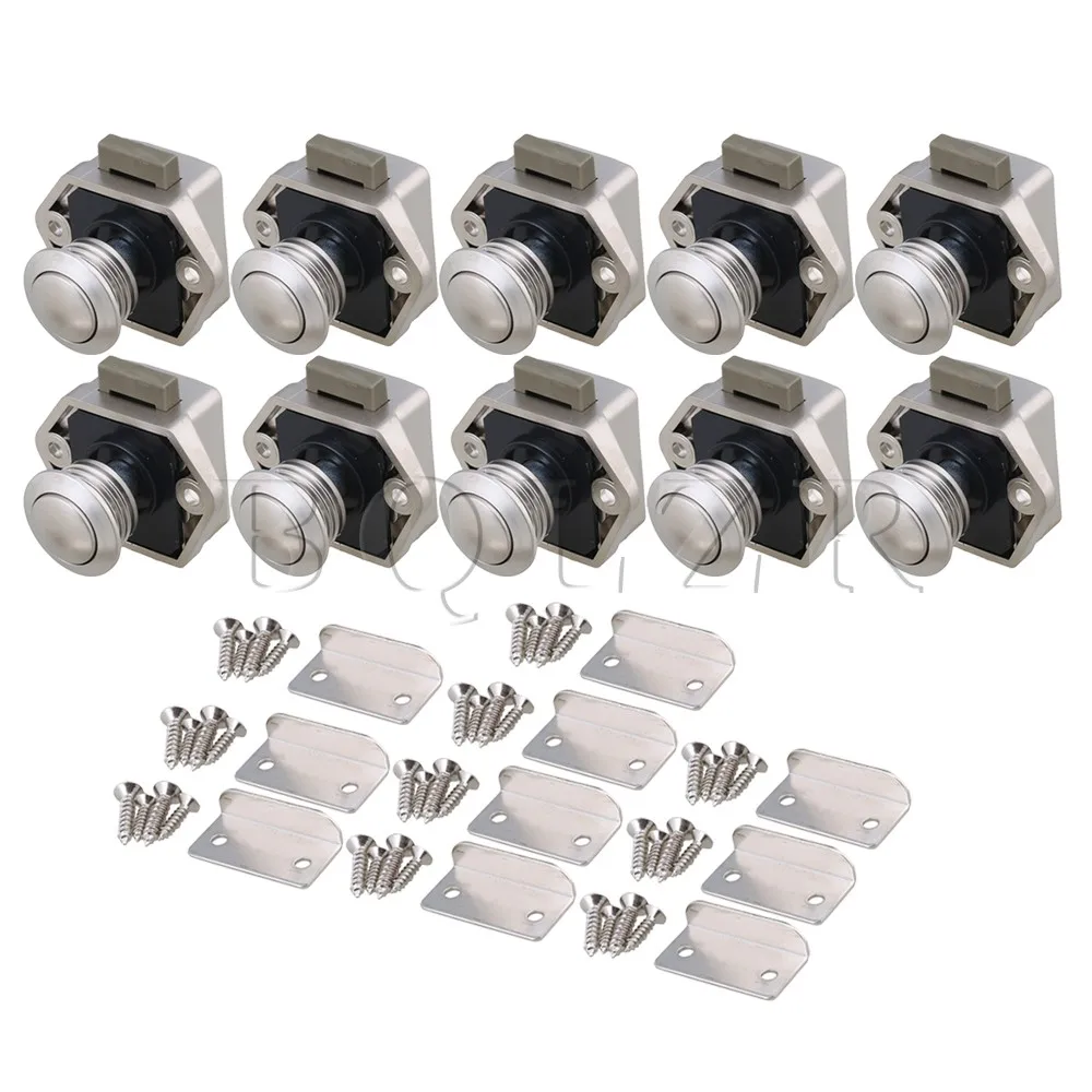 

BQLZR 20mm Opening Hole Push Button Keyless Lock Latch Cupboard Lock for RV Drawer Cabinet Door Thickness 15-27mm Pack of 10