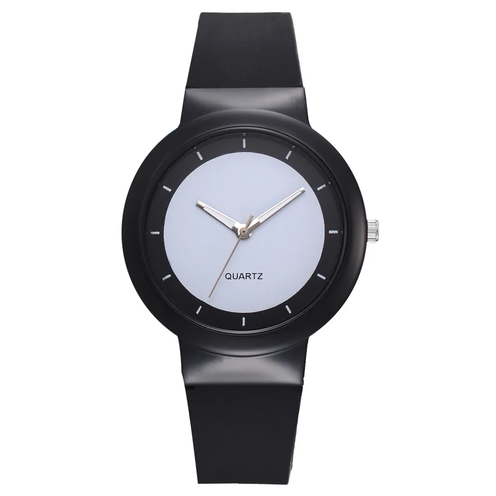 Новые женские часы с силиконовым ремешком, повседневные модные часы, подарок, круглый циферблат, аналоговые женские кварцевые наручные часы Zegarek Damski# W - Цвет: Черный