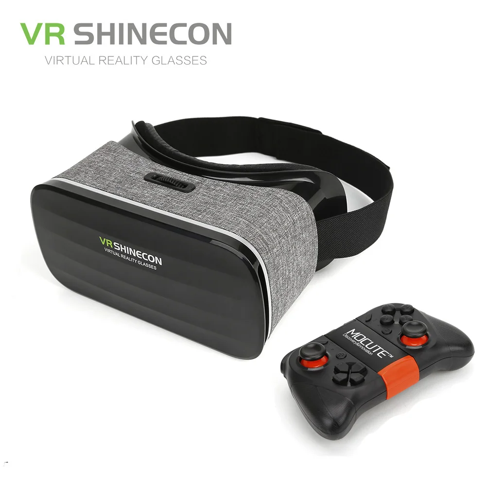 Shinecon VR очки 3D захватывающая коробка виртуальной реальности картонная переносная VR коробка гарнитура для 4,3-6,0 дюймового смартфона+ контроллер - Цвет: VR With Mocute