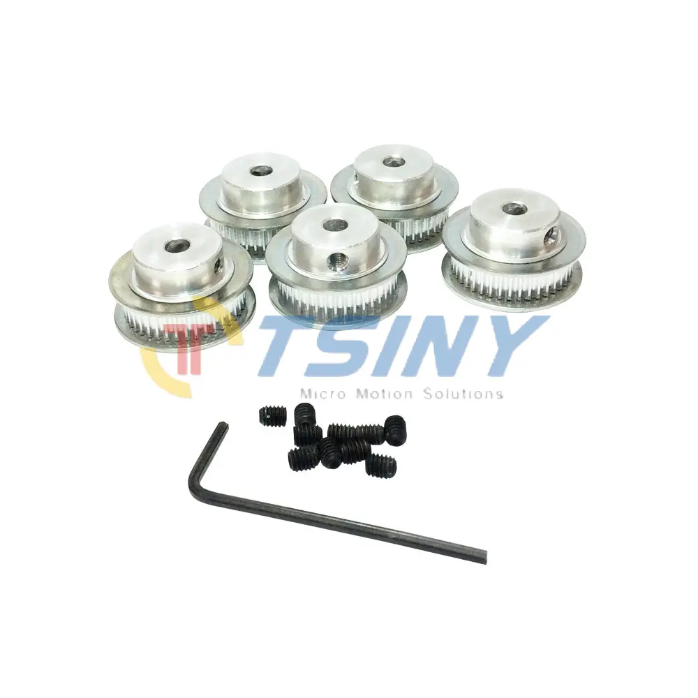 

5pcs Double Flange Aluminium Wheel GT2 Timing Belt Pulley 40 Teeth Bore 5mm Tooth Width 7mm