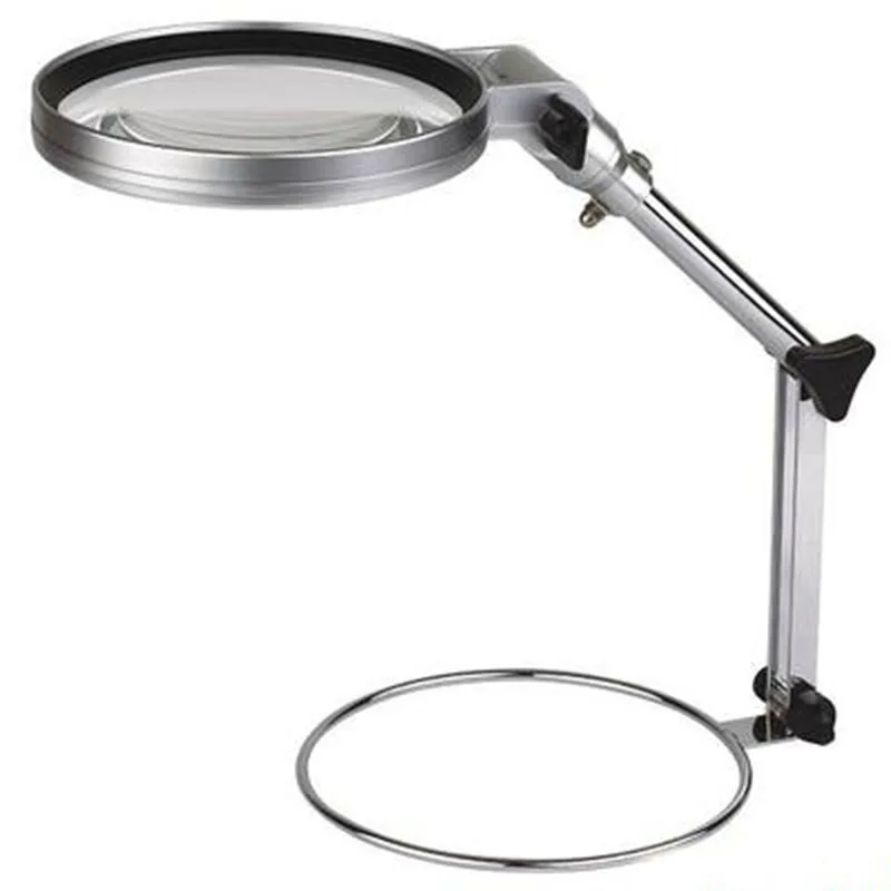 130mm big mirror 2x Foldable Desktop magnifying glass With LED light