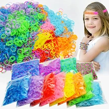 1800 pçs borracha tear bandas diy brinquedos para crianças laço pulseiras meninas presente cabelo bandas de borracha recarga fazer tecido pulseira