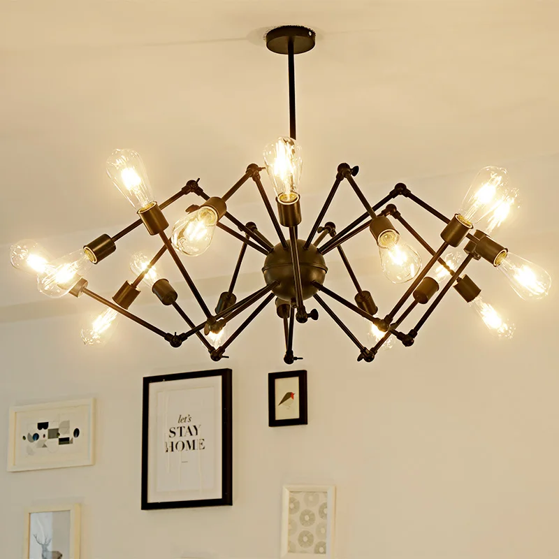 

lamps and lanterns personality spider art, wrought iron industry wind restoring ancient ways, clothing store droplight