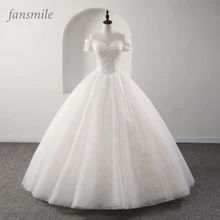 Fansmile, новое Роскошное винтажное Качественное кружевное свадебное платье, бальное платье принцессы, свадебные платья, Vestido De Noiva FSM-558F