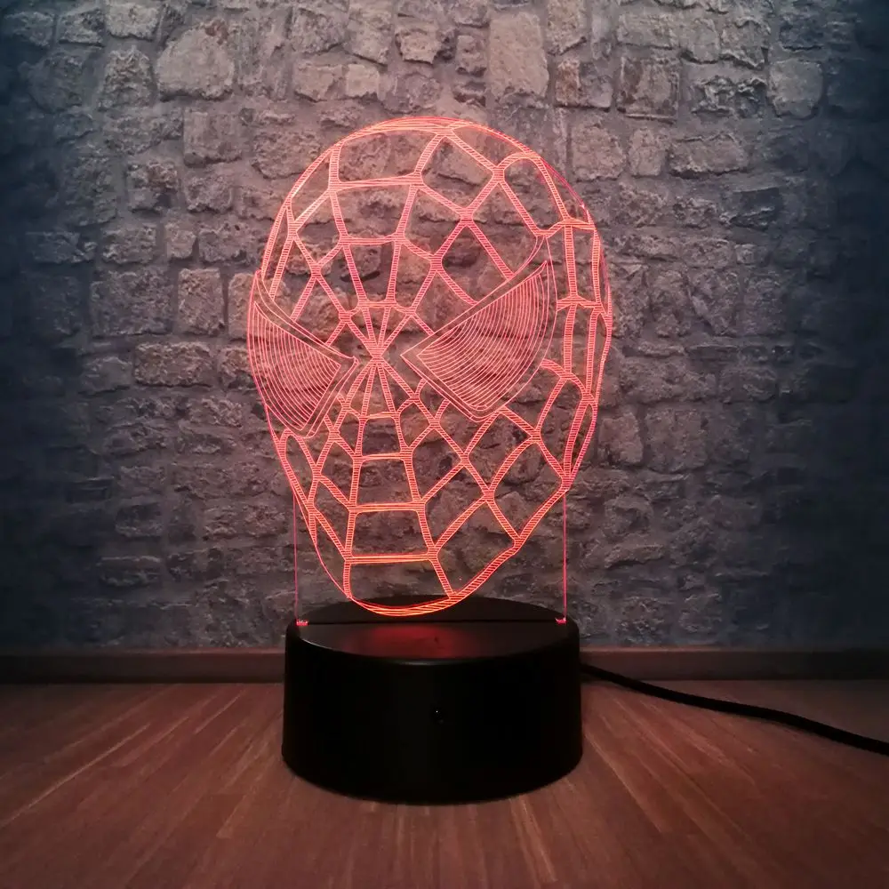 Новый Marvel мультфильм фигурка 3D человек паук RGB Ночной светильник домашний декор