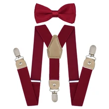 Комплект с подтяжками для мальчиков, кожаные подтяжки с галстуком-бабочкой для свадебной вечеринки