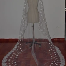 Длиной 300 см! Новая мода Апликация из Белой Слоновой кости Край Фата для невесты Свадебные аксессуары для вуалей OV0007