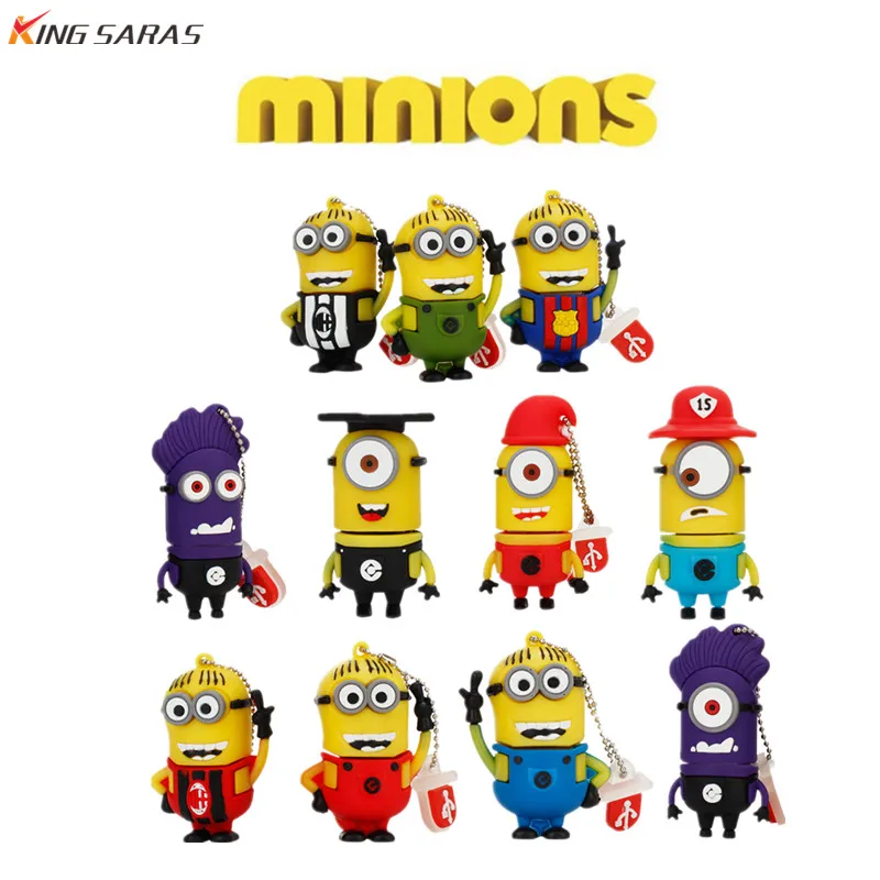 

New usb flash drive 2.0 Funny Cute Little Yellow Man memory stick 4GB 8GB 16GB 32GB 64GB pen drive 128GB pendrive free shipping