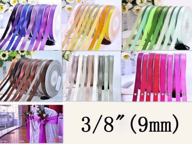 [IuBuFiGo] 3/8 &quot(9 мм) Двухсторонняя Атласная Лента fita de cetim decoradas DIY атласные ленты 100