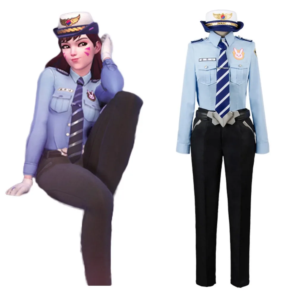 

OW Cosplay D.VA DVA Hana Song Police Officer Carnival Uniform Cosplay Costume Full Set Free Shipping