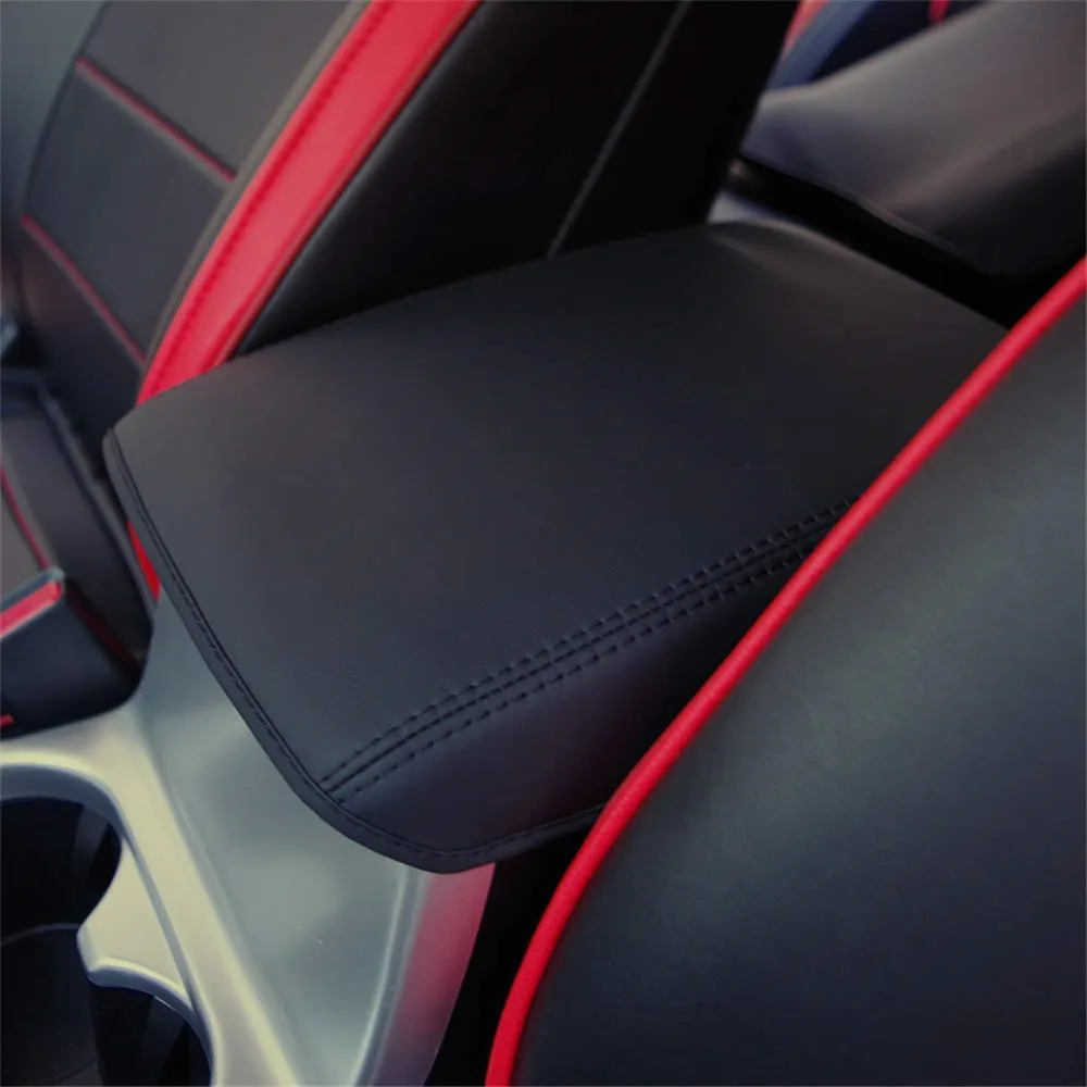 

Armrest Cover For Mazda CX5 2017 PU Leather Black Stitches Car Armrest Storage Central Console Box Case Cover For CX5 2018 2019