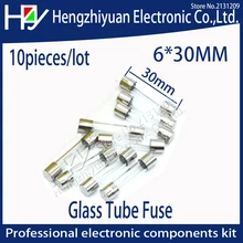 Hzy 10 шт. плавкий предохранитель мультиметра Быстрый Удар предохранитель стеклянная трубка термо предохранители 6*30 мм 250 В 1A/2A/3A/4A/5A/6A/7A/8A/10A/15A/20A/25A/25A/ 30A