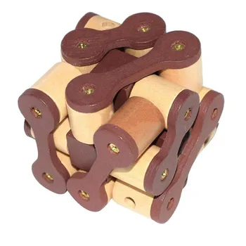 

3D Chain Lock Puzzle Classical Wooden Intelligence Toy Brain Teaser Game Burr Puzzle for Kids Adult gift