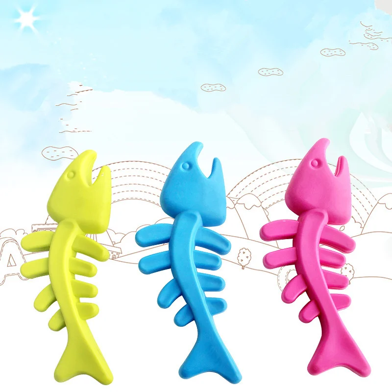 Dog Toys Pet dog cat rubber fish bones Chew molar Resistant to biting