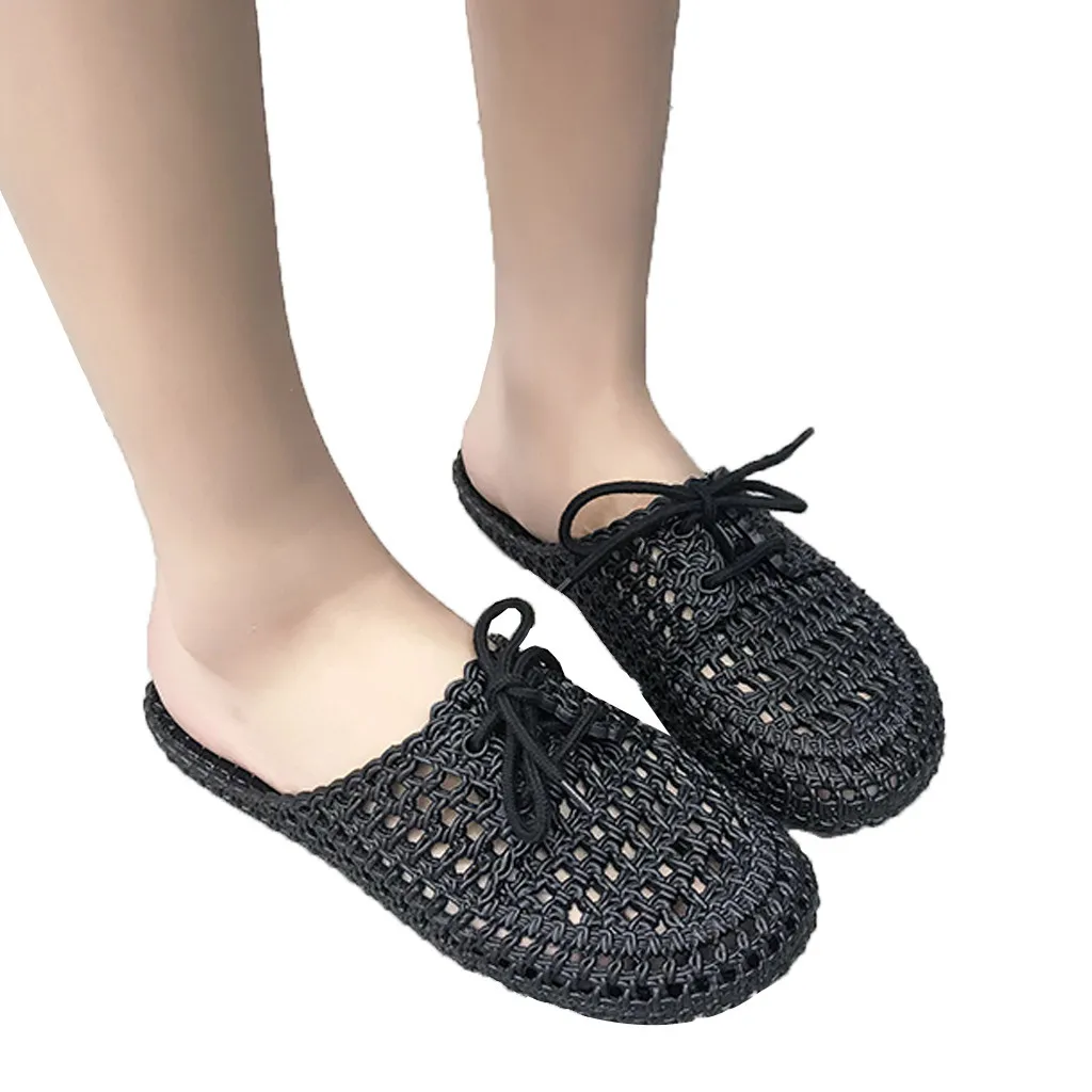 

SAGACE Ladies Slipper Flat with Shoes Low Women's Slippers Non-slip Soft-Bottomed Flat Sandals Lace-Up Bathing Slippers 2019