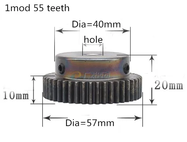 

Spur gear finishing gear 1 mod 55 teeth 1M55T Bore 6/8mm motor accessory drive robot race transmission RC car