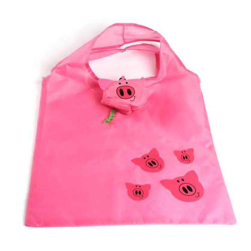 

10pcs Cartoon Anime Folding Shopping Tote Reusable Eco Bag Panda Frog Pig Bear waterproof shopping bag Grocery Handbags 2019