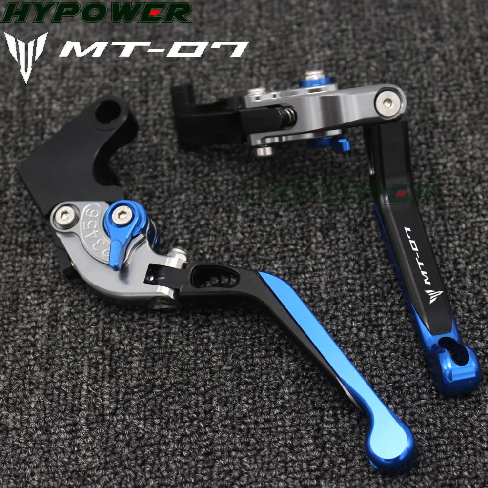 Лазерный Логотип(mt-07) синий+ титан 16 цветов Складные Выдвижные мотоциклетные тормозные рычаги сцепления для Yamaha mt-07/FZ-07 201