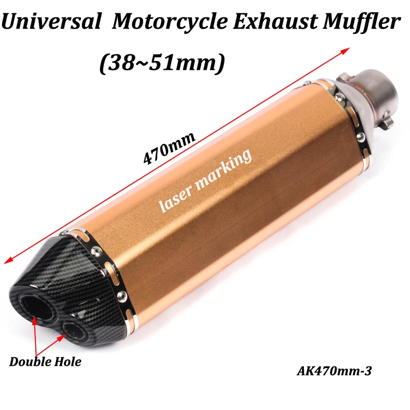 Универсальный выхлоп с двойным отверстием для мотоцикла, модифицированный 310 мм 370 мм 470 мм для скутера, мотоцикла для NC750 R6 R15 FZ6 - Цвет: 13