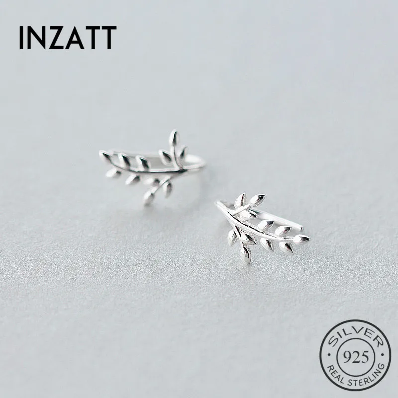 

INZATT Cute Plant Leaf Stud Earrings 100% 925 Sterling Silver Fine Jewelry For Women Party Accessories Pendientes Mujer Moda