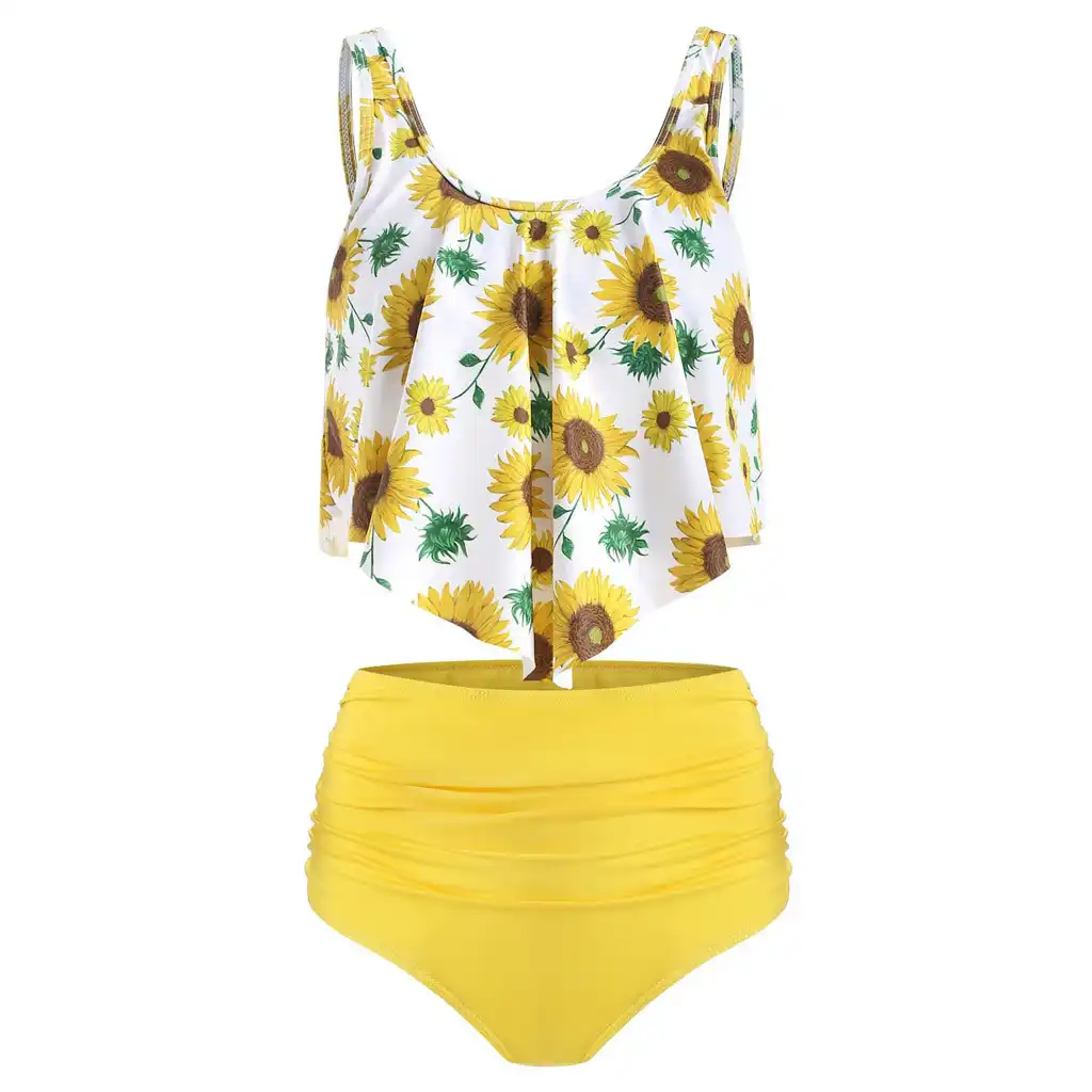 yellow plus size swimwear