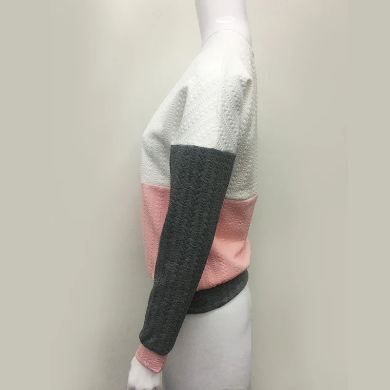 Модный текстурный Свитшот Dotfashion, женский свитер с длинным рукавом, пуловер, осень, разноцветная толстовка с круглым вырезом