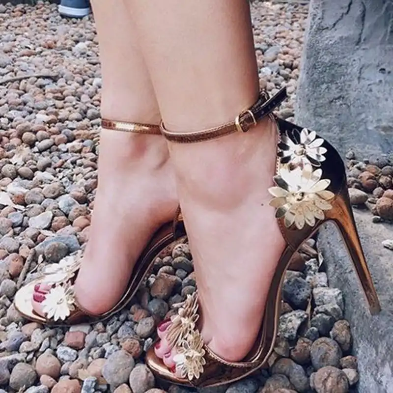 floral ankle strap sandals