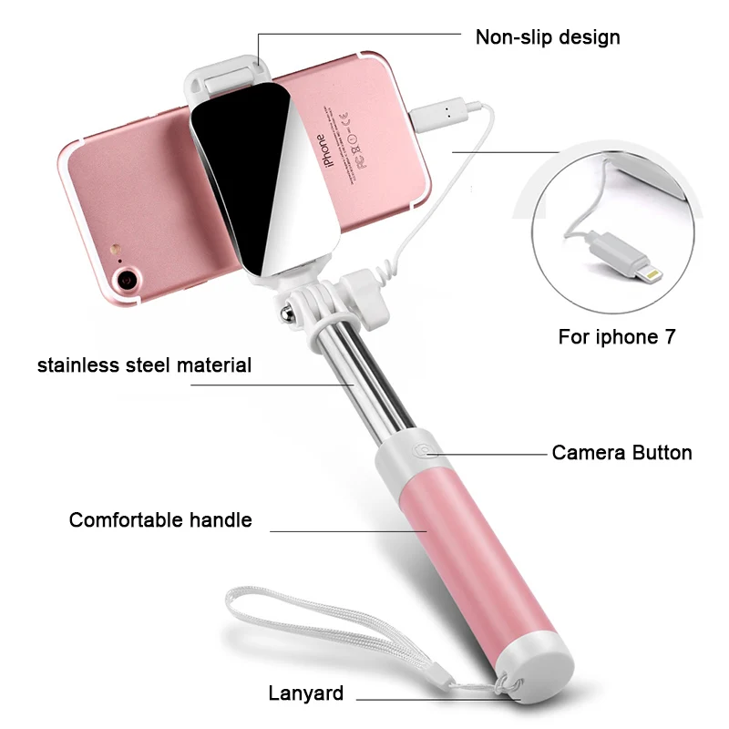 Мини Bluetooth селфи палка зеркальный штатив складной монопод Выдвижной алюминиевый Универсальный ручной для Iphone 7/plus 4,5-5,5'