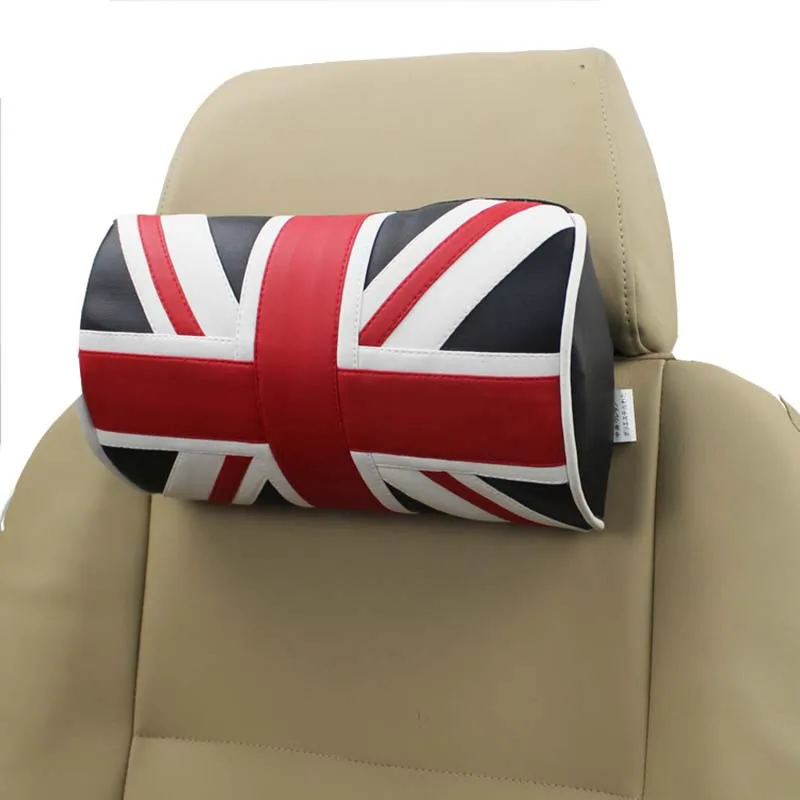UK Flag Car Seat Pillow Neck PVC Leather Car Headrest Supports Cotton