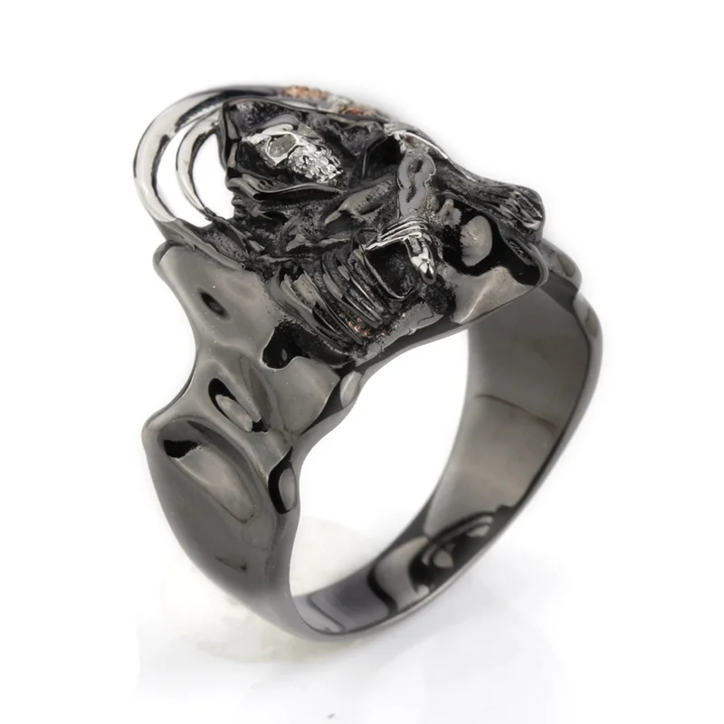 Панк тяжелый скелет для мужчин череп кольцо 925 пробы серебряные кольца люто лицо всесильность мужской кольцо ювелирные изделия