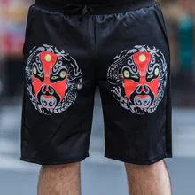 Новое летнее китайское Стиль Для мужчин шорты Мода Пекинская опера Макияж на лице шорты для Для мужчин эластичный пояс Рубашки домашние