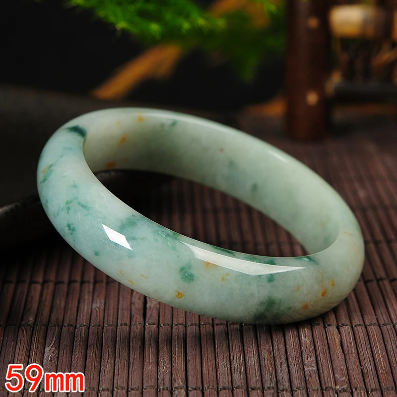 

Jade A goods light green jade bracelets Genuine floating flower jade bracelet women models 59# with certificate