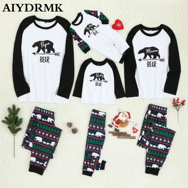 Bear Family Christmas Pajamas Set Family Look Matching Family Pajamas Navidad Family Matching Clothes Mommy and Me Sleepwear