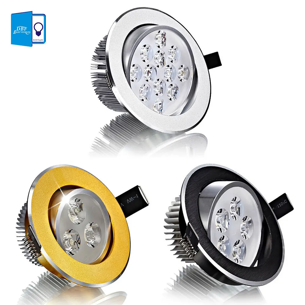 Downlights levou teto spot light + Wattage : 3w 5w 7w 9w 12w 15w