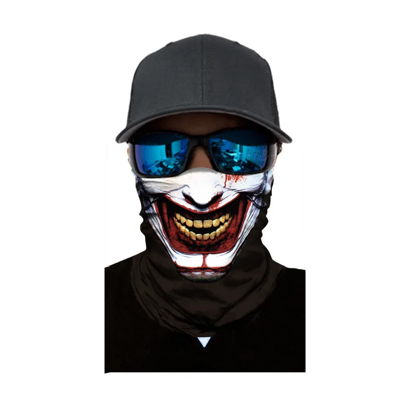 Customized high-quality digital print headscarf riding sunscreen mask Halloween horror clown personality neck festival scarves