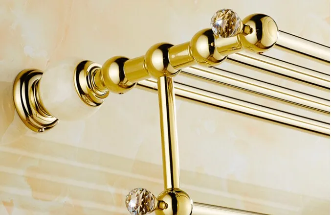 Горячая Высококачественная вешалка для полотенец в ванную, Золотая латунная стойка для полотенец, 60 см полотенцесушитель, Полка для полотенец