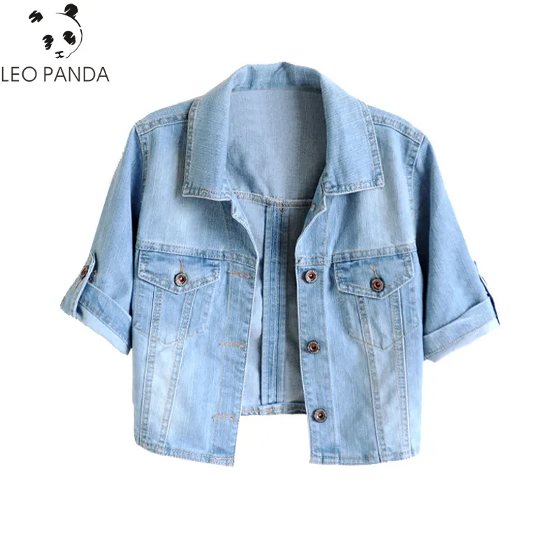 women's plus size short sleeve denim jacket