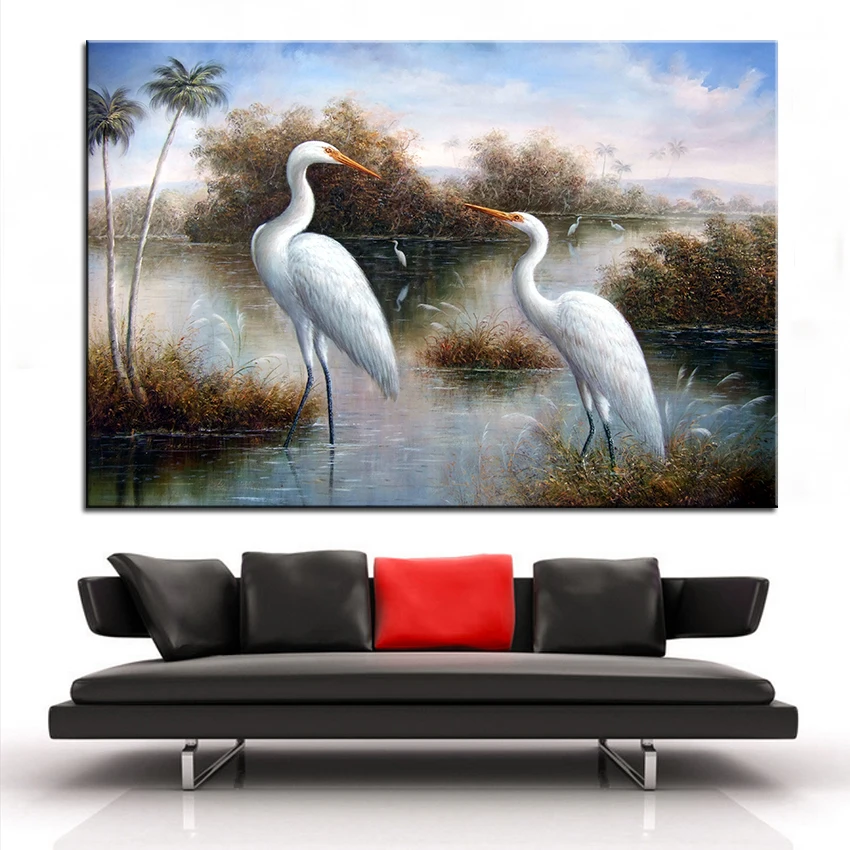 Wall Art, Wall Decor, Wall Painting Egret Digital oil Painting Print