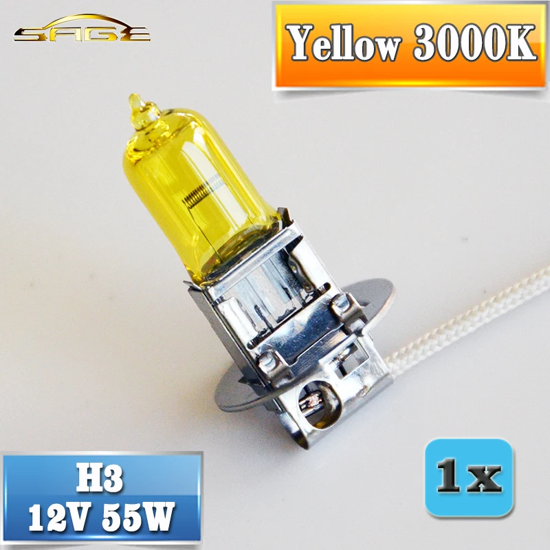 hippcron H3 Halogen Bulb 12V 55W / 100W Super White Clear Yellow ION Rainbow 2200Lm Car Headlight Lamp Quartz Glass car underglow
