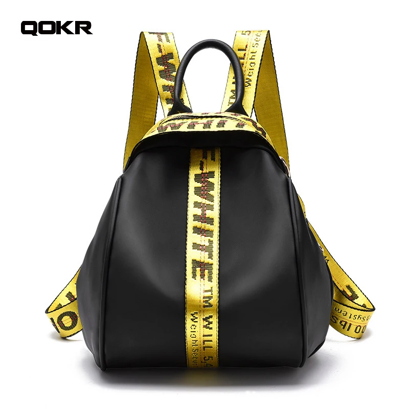 

QOKR women backpack fashion gold ribbons oxford shoulder bags mochila escolar letter prints high quality street style female bag