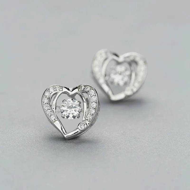

L&P Top Quality Cubic Zircon Earrings Jewelry with 925 Sterling Silver earrings,Clever Heart earrings for women ,Stud Earrings