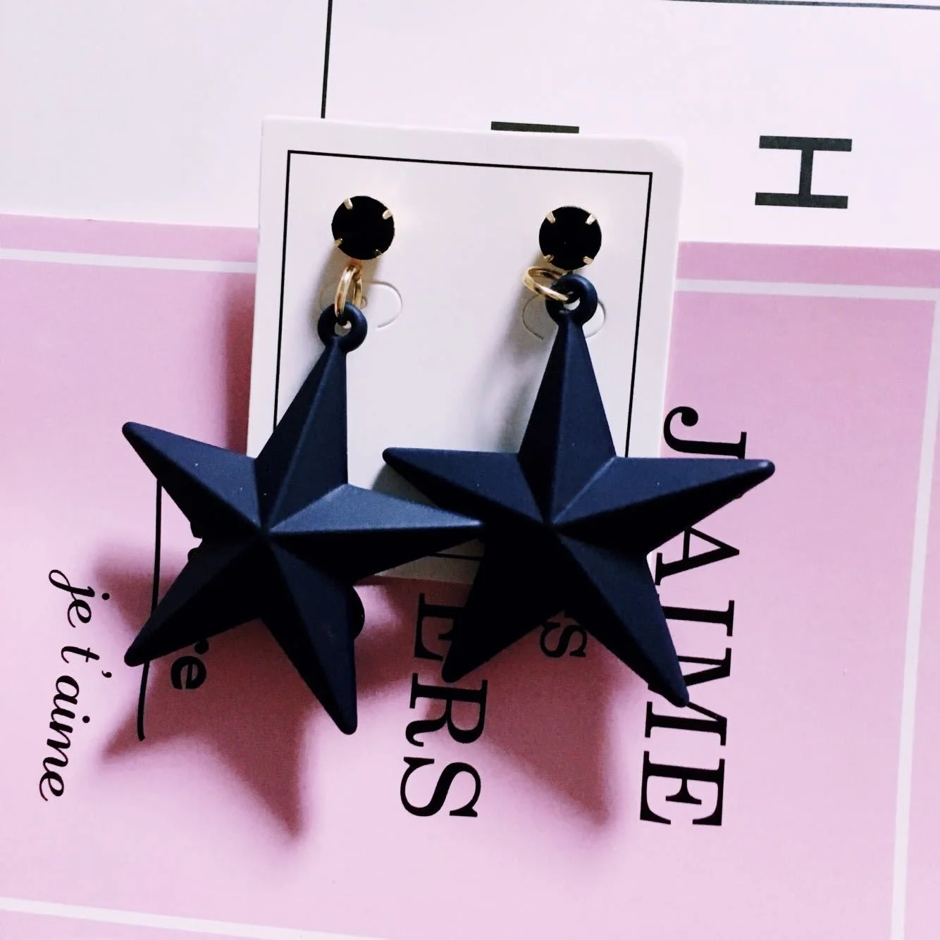 

Fashion Dull Polish Five-pointed Star Earrings Women Sweet Pentagram Dangle Earrings