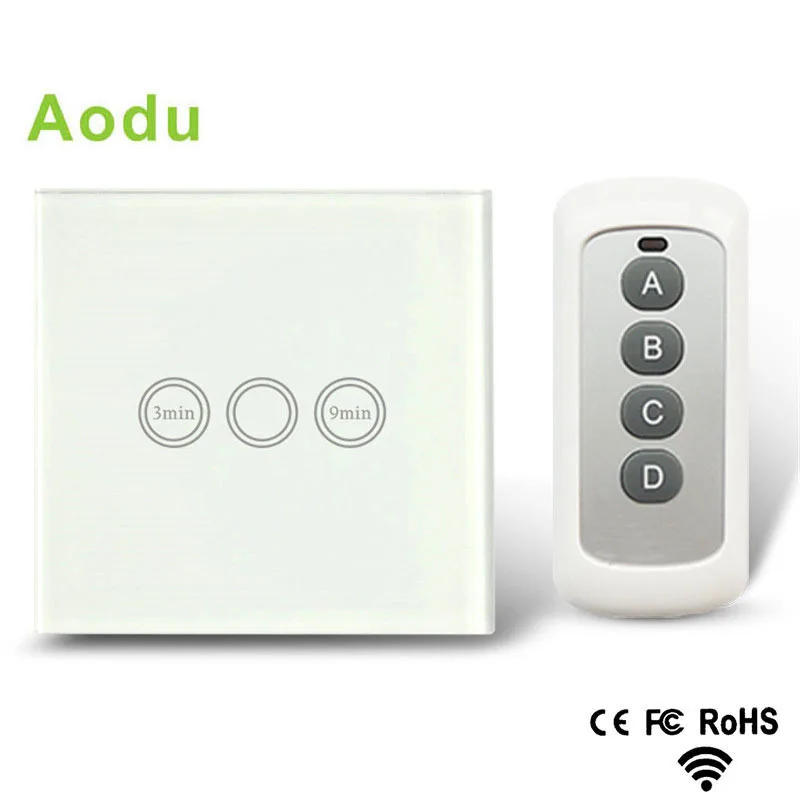 

Hot Sale EU Standard Remote Timer switch 1 Gang 1 Way Touch Control Timer Light Switch with RF Remote and blue LED indicator