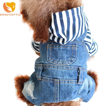 

Stripe Denim Pet Jumpsuit Pants Dog Clothing 2019 Spring Summer Jeans Four Foot Dogs Clothes Strap Size XS-XXL DOGGYZSTYLE